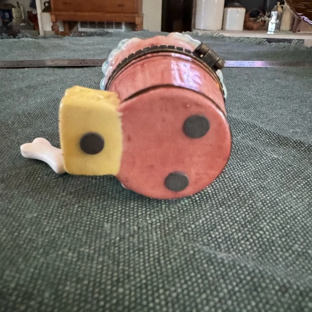 Ceramic Dog Figurine in Bath Trinket Box